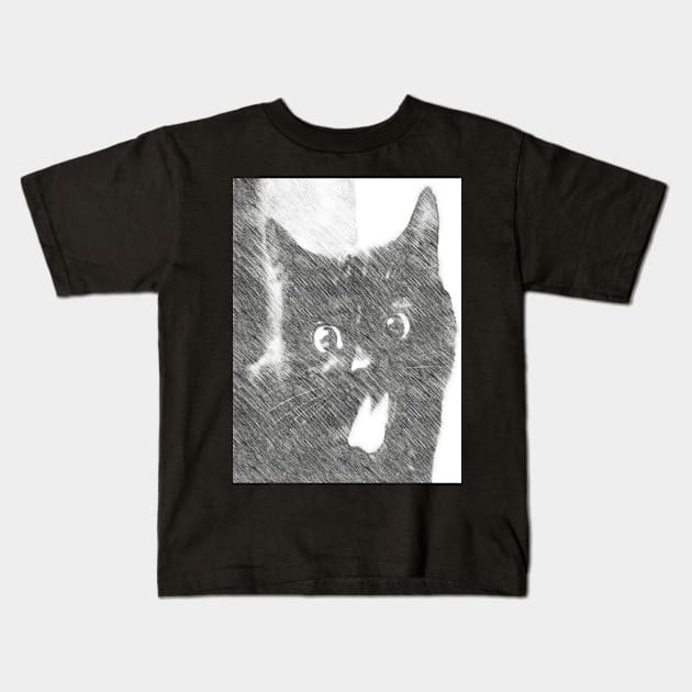 black cat Kids T-Shirt by Banyu_Urip